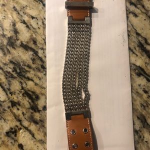 Hermès leather buckle closure and chain